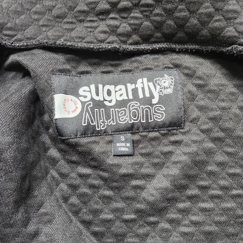 Sugarfly Black Quilted Coat Button Womens Small Fall Jacket Cotton - Picture 6 of 11